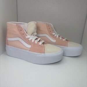 VANS Sk8-Hi Tapered Sneaker Platform Suede Peach Canvas Casual Women’s Size 7
